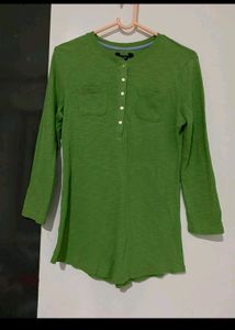 Women Short Cut Dress And Green Top
