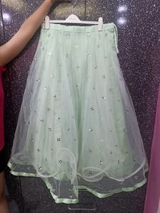 Pink and Sea Green Lehnga Choli Duppata Set