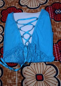 Teal Lace Halter Bodysuit