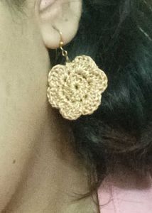 Gold Crochet Flower Earrings