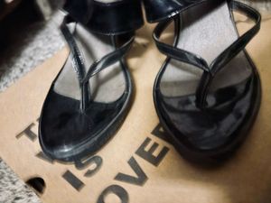 Black Thong Heel Sandals