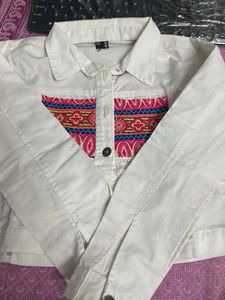 Embroidered White Denim