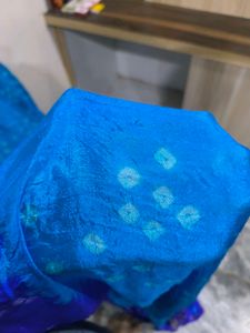 Dark And Light Blue Rajasthani Tie Dye Saree