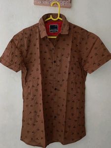 Brown Classic Shirt For Men(Half Hands)