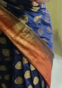Blue Colure Semi Paithani With Blouse