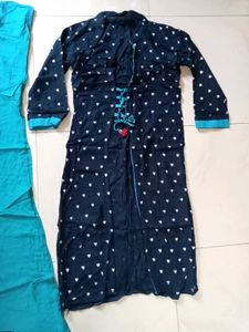 Blue Heart Print Dress with Jacket