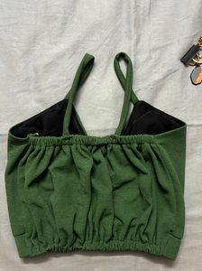 Green Wrap Crop Top