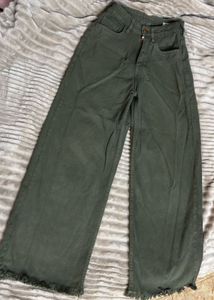 Wide Leg Green Jeans