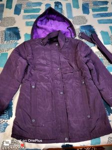 Purple Hooded Padded Jacket