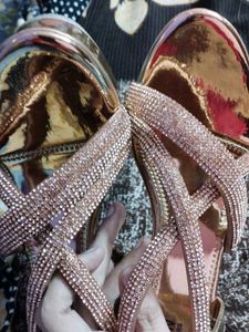 Rose Gold Rhinestone Sandals - Size [Insert Siz