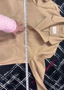 Elegant Beige Colour Open-Front Coat