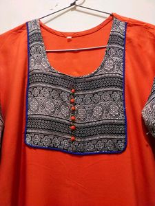 Orange (Kesariya) Colour Cotton Kurti