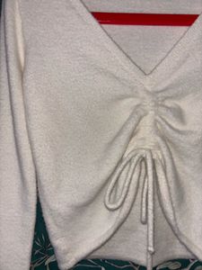 String Pull Sweater - White