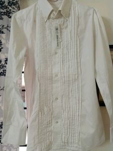 Mens White Designer Button Down Shirt