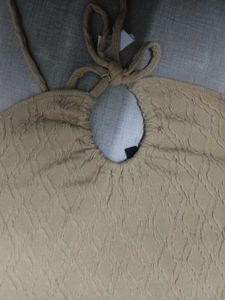 H&amp;M Beige Tan Textured Halterneck Mini Dress