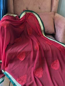 Red Embroidered Saree