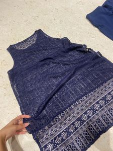 blue net short kurti