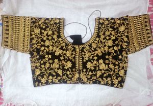 Velvet Gold Zari Embroidery Blouse (38 alterable)