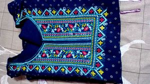 Embroidered Navy Blue Kurta