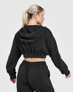 Stylish Black Cropped Hoodie