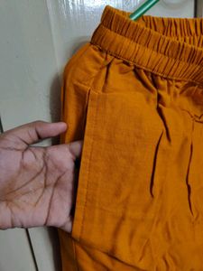 Khadi Cotton Mustard Trouser For Daily Wear