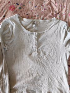 White Full Sleeve H&M Ribbed Top