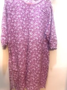 Lilac Floral Cotton Kurta – Soft & Elegant