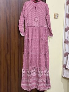 Mauve Floral Tiered Maxi Dress