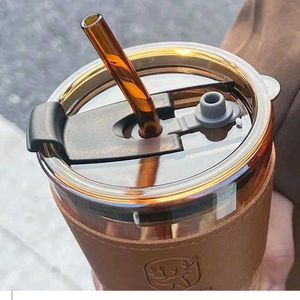 Glass Coffee Sipper Mugs with Straw 😍
