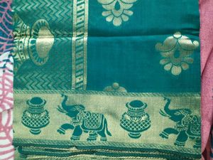 Teal Green Saree with Golden Zari Work