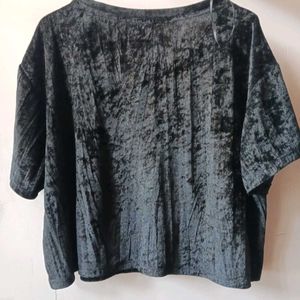 H&amp;M Black Crushed Velvet Oversized Top