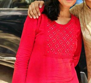 Red Embellished Kurta