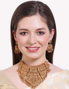 Gold Plated Necklace and Earrings Jewellery Set