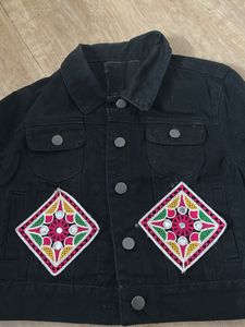 Embroidered Black Denim Jacket