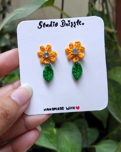 Tiny crochet floral earrings