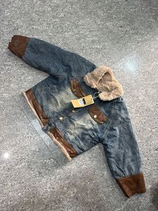 Denim Jacket with Faux Fur Collar