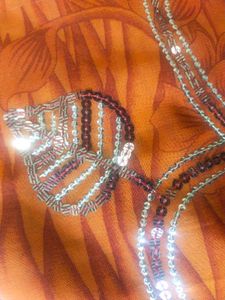 Synthetic Saree With Sequence Work