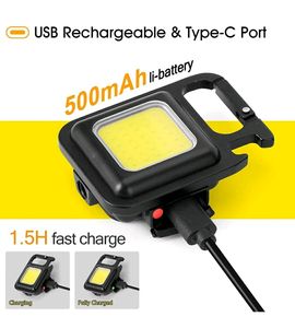 Small LED Flashlight 800 Lumens COB Rechargeable Keychain Mini Flashlight 4 Light Modes Portable Pocket Light with Folding Bracket Bottle Opener and Magnet Base for Fishing Walking Camping60%off