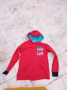 Boys Red 'Wave Rider' Zip Hoodie
