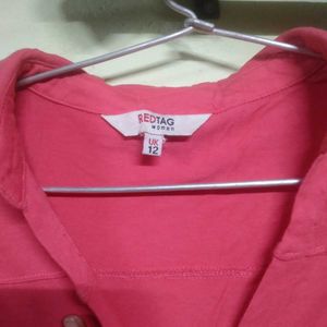 Coral Roll-Tab Sleeve Shirt