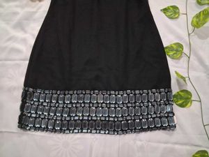 Black Halter Neck Beaded Mini Dress