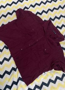 Maroon Button-Down Top