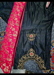 Long Gown Dress With Banarasi Dupatta