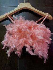 Pink Feather Crop Top
