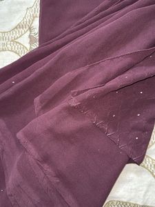 Burgundy Georgette Stone Work Saree