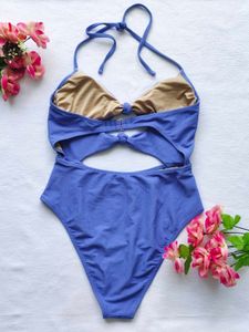 Blue Cutout One Piece Swimsuit