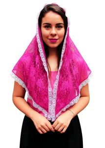 Elegant Pink Lace Scarf for Church Mass Prayer