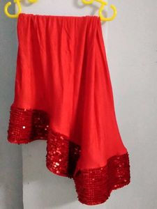 Red Sequin Ethnic Hijab Scarf For Little Girls.