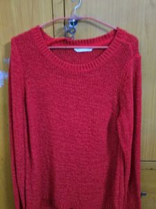 Red Knit Pullover Sweater