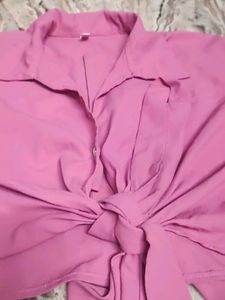 Pink Shirt Crop Top